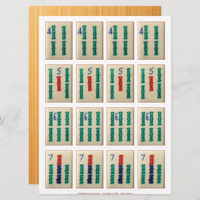 Spielkarten (4) - Bambus 4-7 Einladung (Vorne/Hinten)