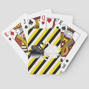 Spielkarten-Deck gelb-schwarz gestreifte Schwäne Spielkarten