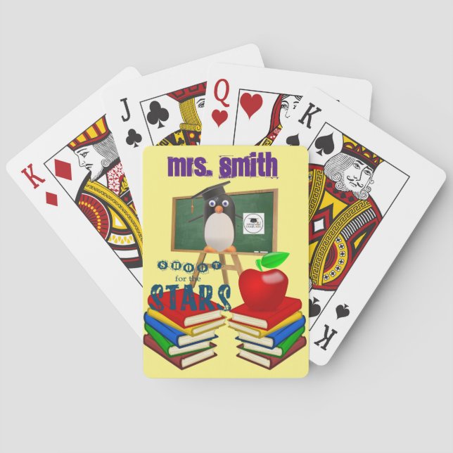 Spielkarten Deck Pinguin Schule Lehrer Bücher (Rückseite)