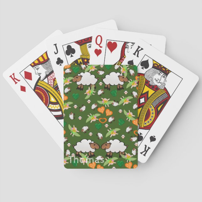 Spielkarten Deck Schaf Grüne Herzen (Rückseite)