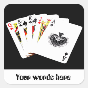 Spielkarten, die auf einen individuell anpassbaren quadratischer aufkleber