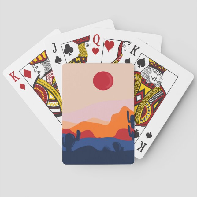 Spielkarten für Western-Kaktus mit Sonnenuntergang (Rückseite)