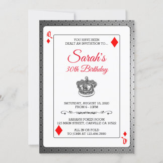 Spielkarten Königin von Diamanten zum Geburtstag e Einladung