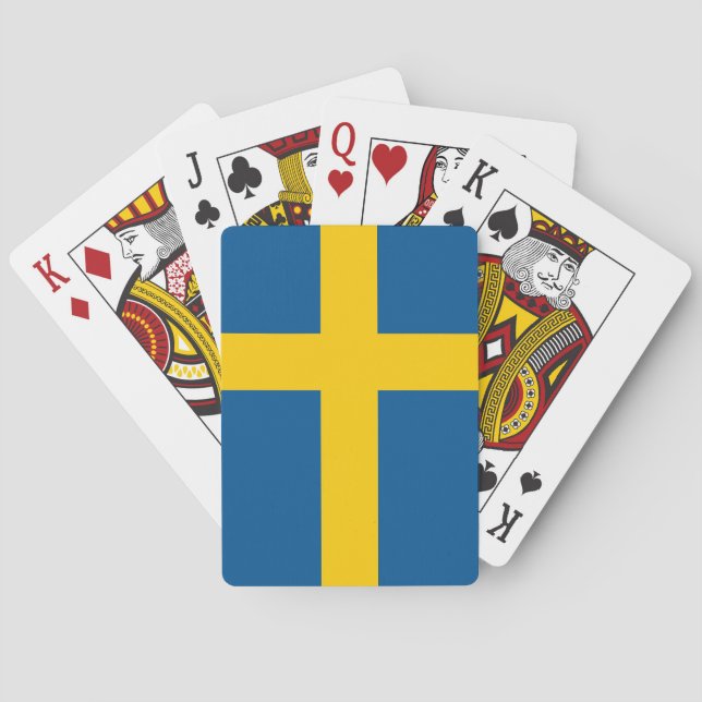 Spielkarten mit der Flagge Schwedens (Rückseite)