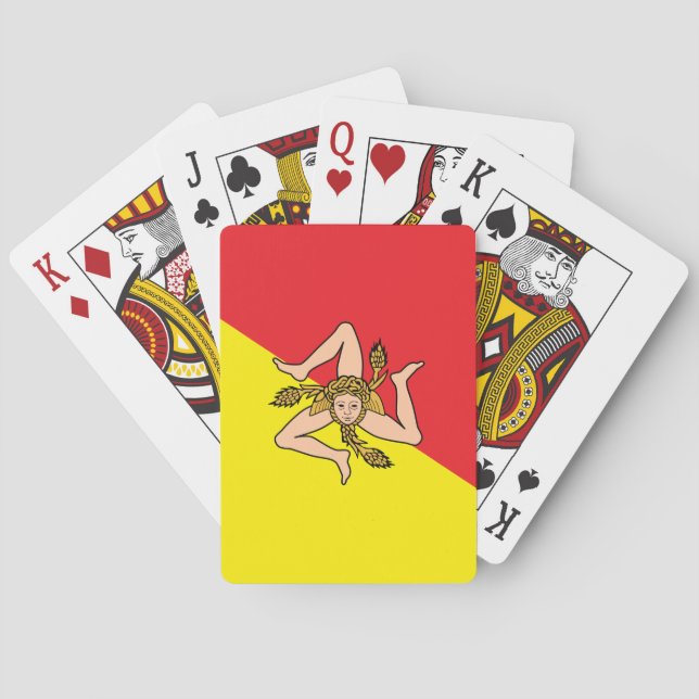 Spielkarten mit der Flagge Siziliens (Rückseite)