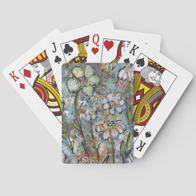 Spielkarten mit Mixed-Media-Blumendesign (Rückseite)
