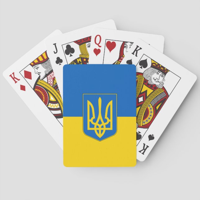 Spielkarten mit ukrainischem Dreizack-Wappen (Rückseite)