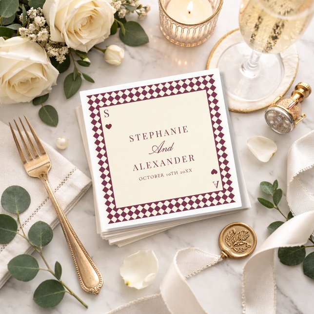 Spielkarten-Monogramm Altes Geld Benutzerdefiniert Serviette (Von Creator hochgeladen)