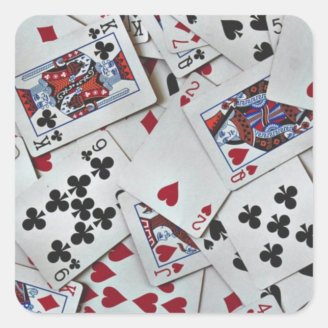 Spielkarten Poker Games Queen King Quadratischer Aufkleber (Vorderseite)