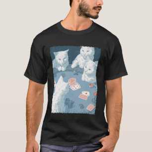 Spielkarten Pop Art Glücksspiel Weiße Katze Spiele T-Shirt