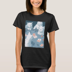 Spielkarten Pop Art Glücksspiel Weiße Katze Spielt T-Shirt