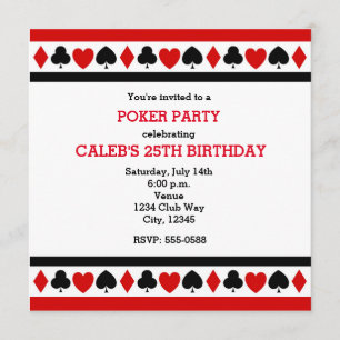 Spielkarten-Suiten Casino-Poker-Party-Einladungen Einladung