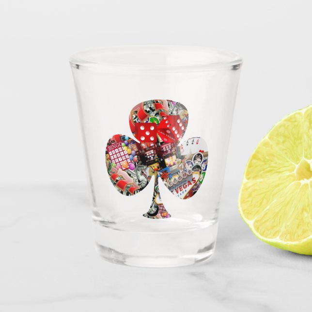 Spielkartengestalt * Gamblers Freude Schnapsglas (Vorderseite)
