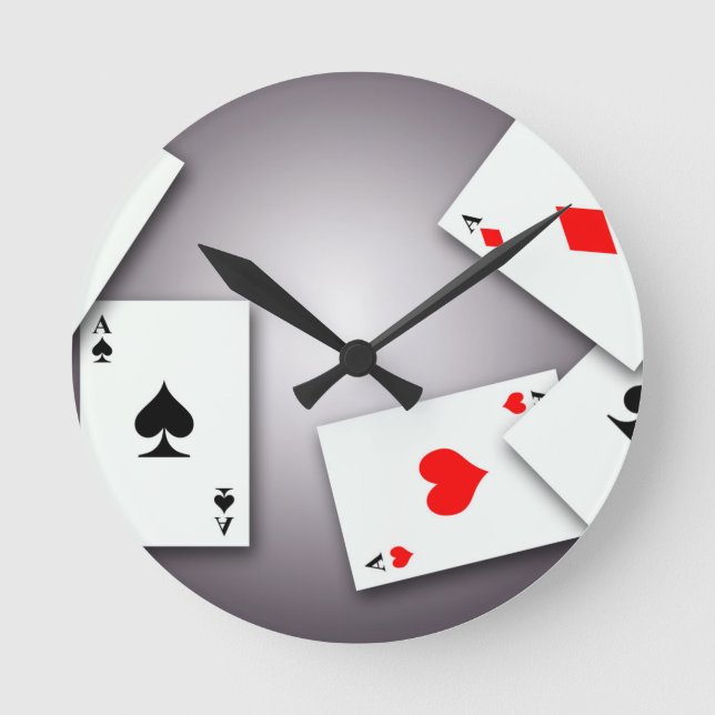 SPIELKARTENSPIELE POKER BLACKJACK GAMBLING GOFIS RUNDE WANDUHR (Vorderseite)