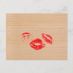 Spielkarton und Roter Lipstick Kiss Print Postkarte