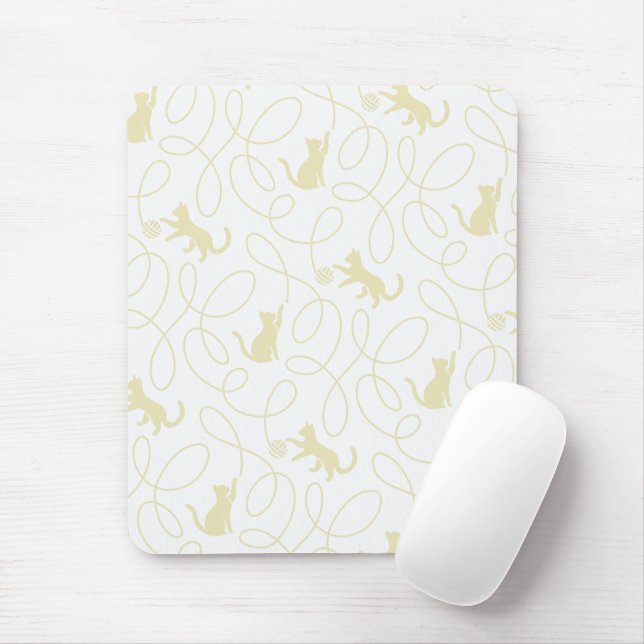 Spielkatze und Garnball-Muster Hellbeige Mousepad (Mit Mouse)