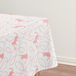 Spielkatze und Garnball-Muster Hellkorallenrosa Tischdecke