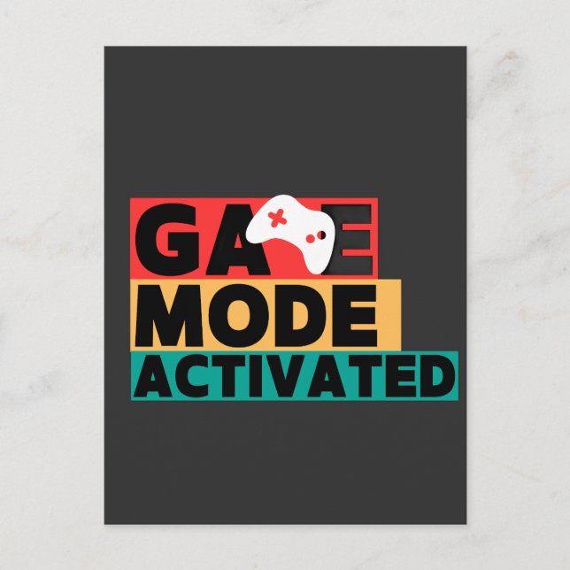Spielmodus aktiviert Gamer-Controller-Kunst Postkarte (Vorderseite)
