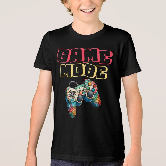Spielmodus Kinder Junge  Tri-Blend Shirt (Vorderseite)