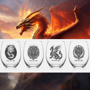 Spielnacht Einzigartige Drachen 4 Personalisierter Weinglas Ohne Stiel