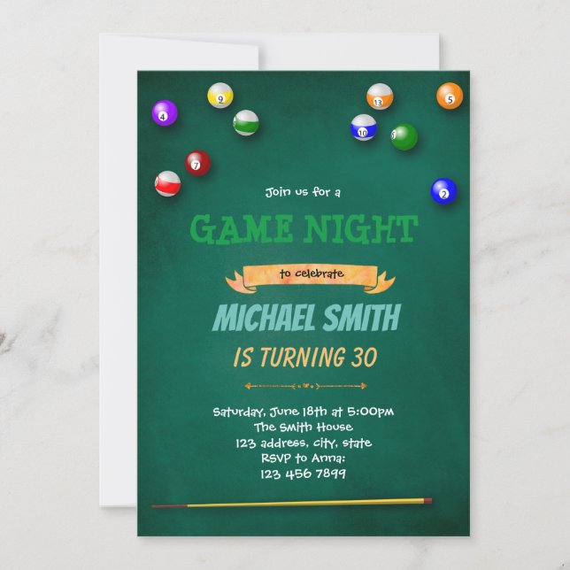 Spielnacht Erwachsene Geburtstagsfeier Einladung (Vorderseite)