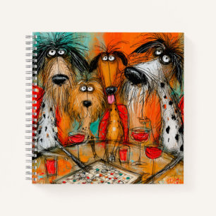 Spielnacht für Hunde mit Wein Notizbuch