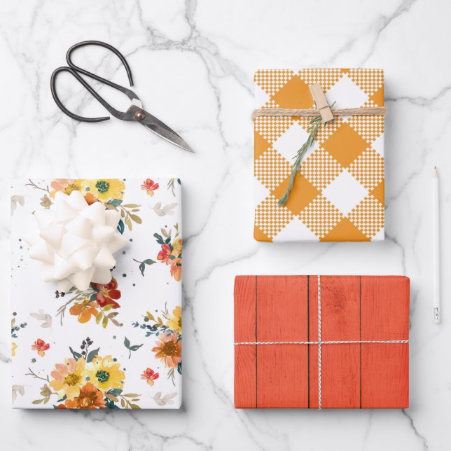 SPIELPLATTEN UND STREIFEN FÜR DIE BLUME DES AUTUMN GESCHENKPAPIER SET (Vorderseite)