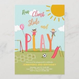 Spielplatz Geburtstag Einladendes Party im Park Gi Einladung