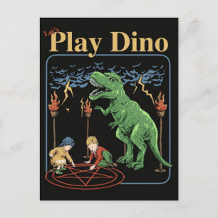 Spielplatz Kinder mit Dinosauriern Vintage-Thema 2 Feiertagspostkarte