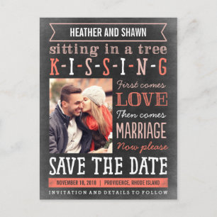 Spielplatz-Song Save The Date Postkarte - Coral