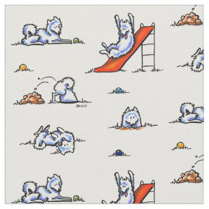 SpielplatzSamoyeds weiß Stoff