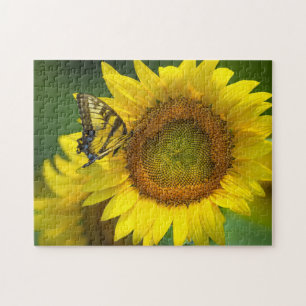 Spielpuzzle-Butterfly Sonnenblumen Puzzle