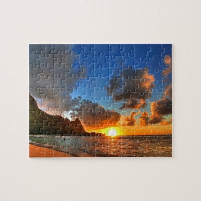 Spielpuzzle-Ocean-Sonnenuntergang Puzzle (Horizontal)