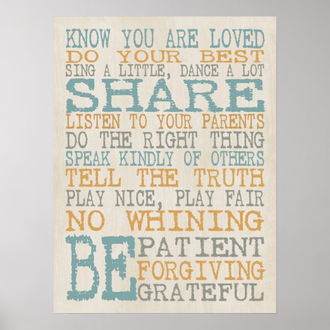 Spielsaalordnung Poster (Vorne)