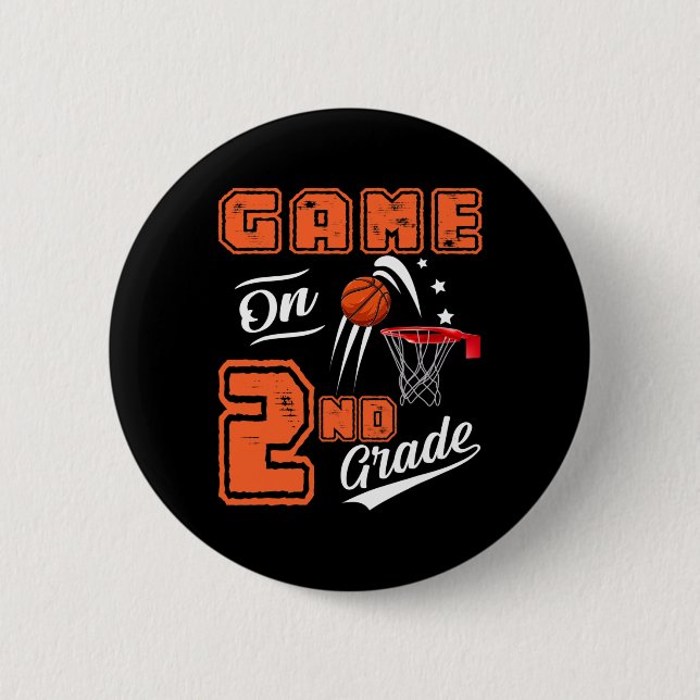 Spielspass auf Basketball der zweiten Klasse Button (Vorderseite)
