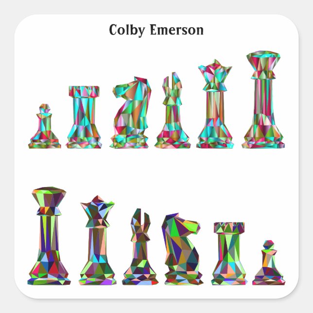 Spielspieler Rainbow Color Schachfiguren Club Quadratischer Aufkleber (Vorderseite)