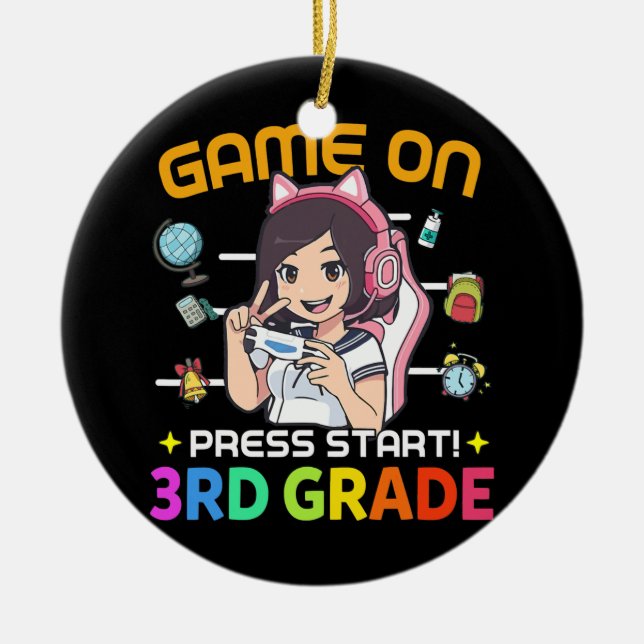 Spielstand bis 3. Stufe zurück zum SchulGamer Keramik Ornament (Vorne)