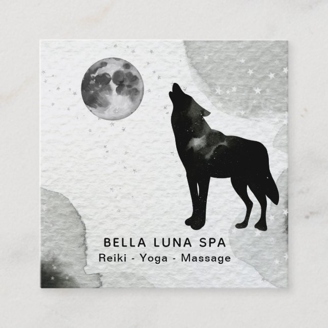 *~* spielt kosmischer Heulenwolf Shaman-Mond die Quadratische Visitenkarte (Vorderseite)