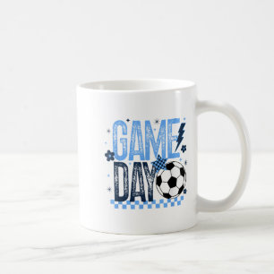 Spieltag Fußball Saison Retro Light Blue Checked Kaffeetasse
