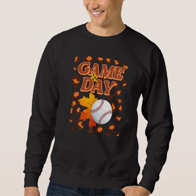 Spieltag Leopard Herbstblätter Baseball  Mama Gebl Sweatshirt (Vorderseite)