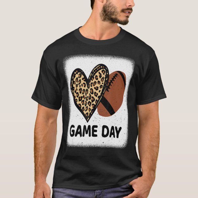 Spieltag mit Leopard Herzfußball Mama geblasen T-Shirt (Vorderseite)