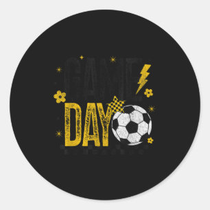 Spieltag Retro Soccer Saison Black & amp; Gelb Go Runder Aufkleber