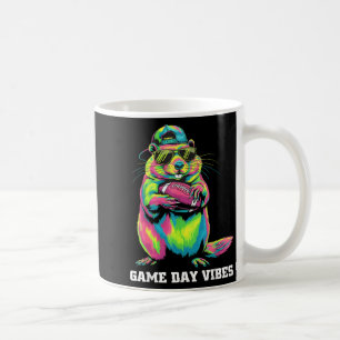 Spieltag Stimmung Lustiger Stammes-Murmeltier hält Kaffeetasse