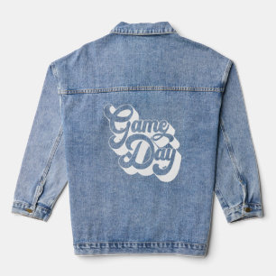 Spieltag Vintag White Blue Sportfußball Jeansjacke