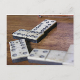 Spieltisch Domino Dominosteine Holz Alt Vintage Sp Postkarte