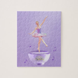 Spieluhr-Ballerina mit Wasser-Lilie, Monogramm Puzzle