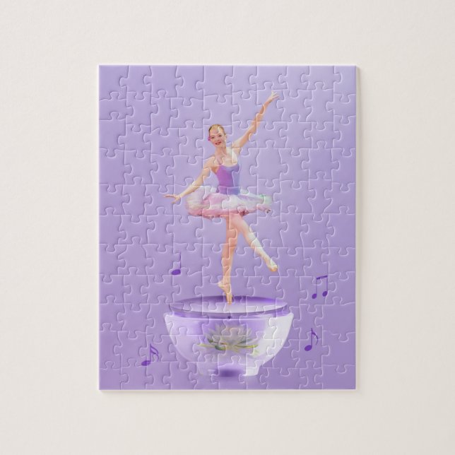 Spieluhr-Ballerina mit Wasser-Lilie, Monogramm Puzzle (Vertikal)