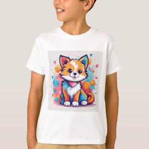 Spielvolle Kinder Niedlicher Katzendesign T - Shir T-Shirt