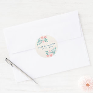 Spielvolle Retro-Rosa-Hochzeitsticker Runder Aufkleber