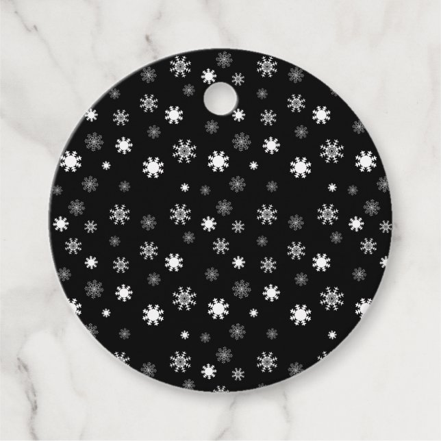 Spielvolle Schwarz monochromatische Schneeflocken  Geschenkanhänger (Vorderseite)